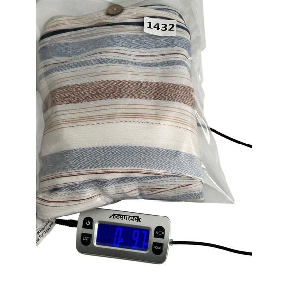 Love University Pants Size Large Striped Boho Coastal Wide Leg Slit Side Buttons - Picture 12 of 12